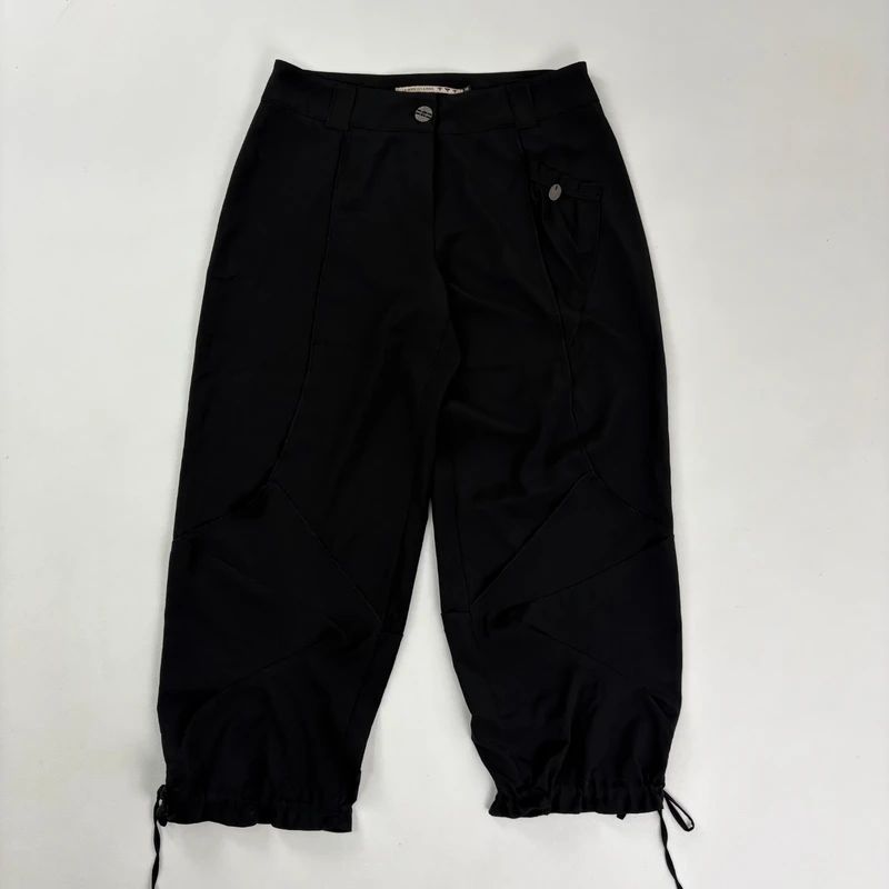 black pleated tech trousers