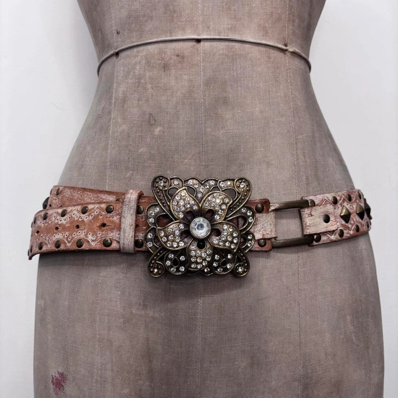 leather studded distressed belt