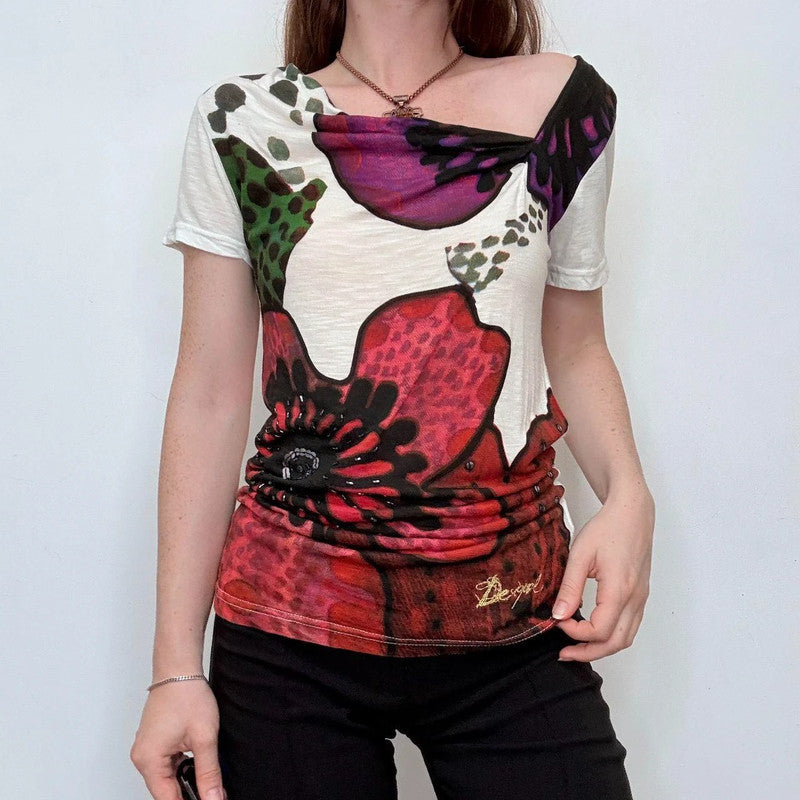 asymmetric slouchy printed t-shirt