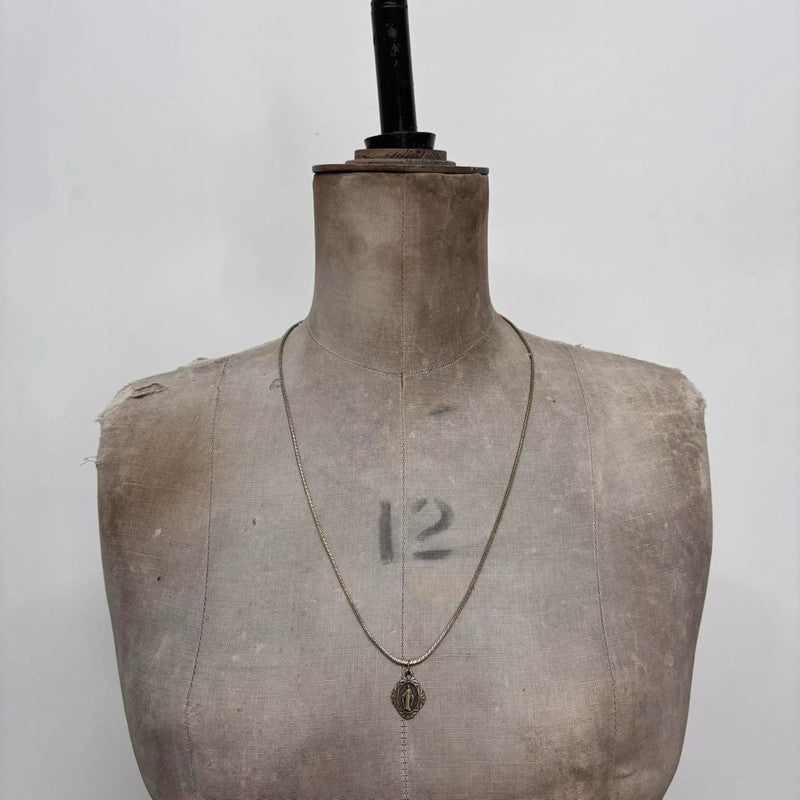 long silver chain religous necklace