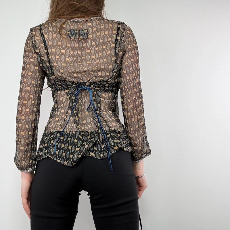 sheer polkadot silk blouse