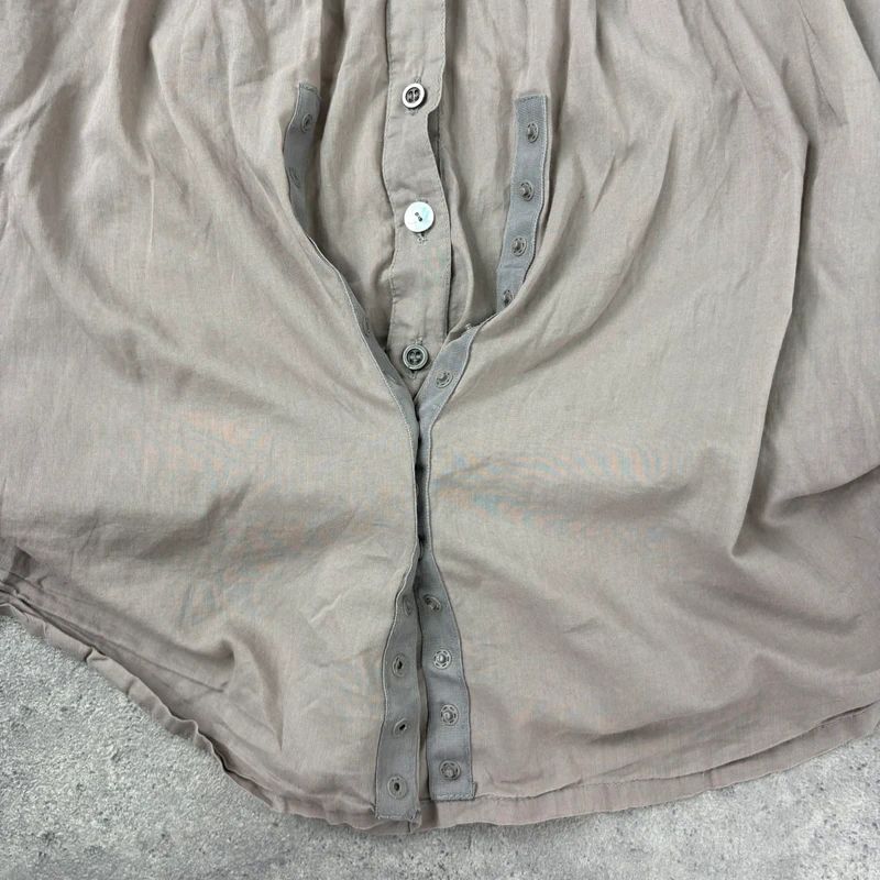 brown pleated flared patchwork button shirt