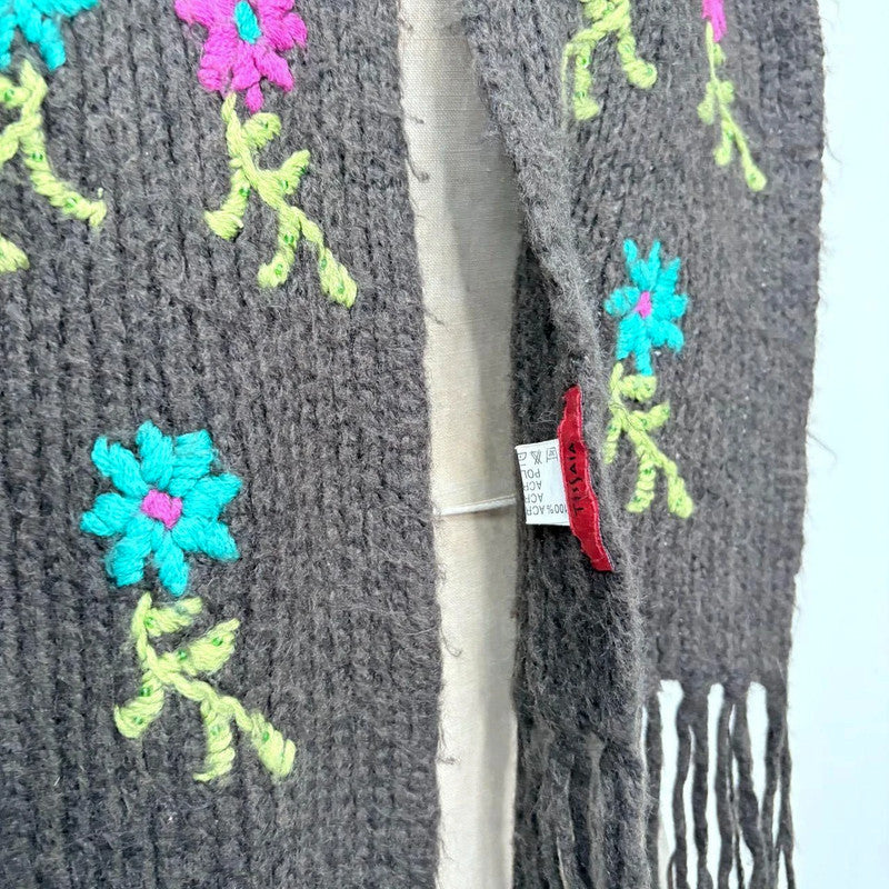 brown flower fairy wool scarf