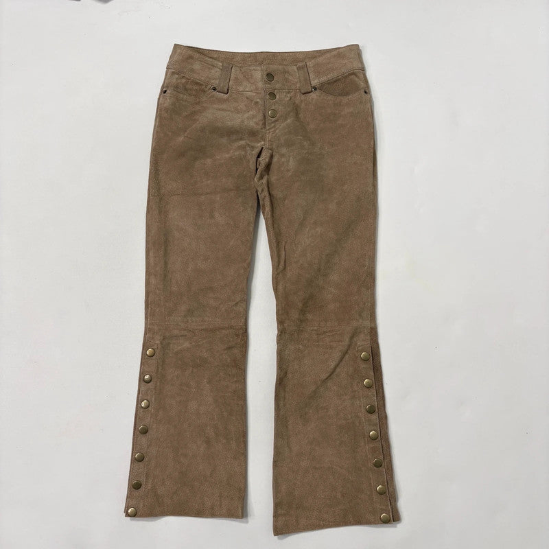 tan suede leather flared 70s trousers