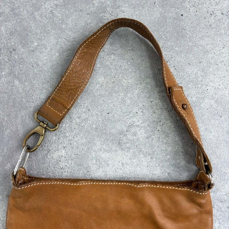 Soft light brown leather cargo boho bag