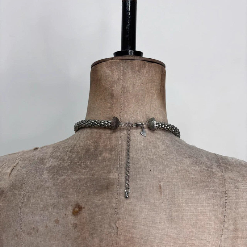 silver chunky oversized flower necklace
