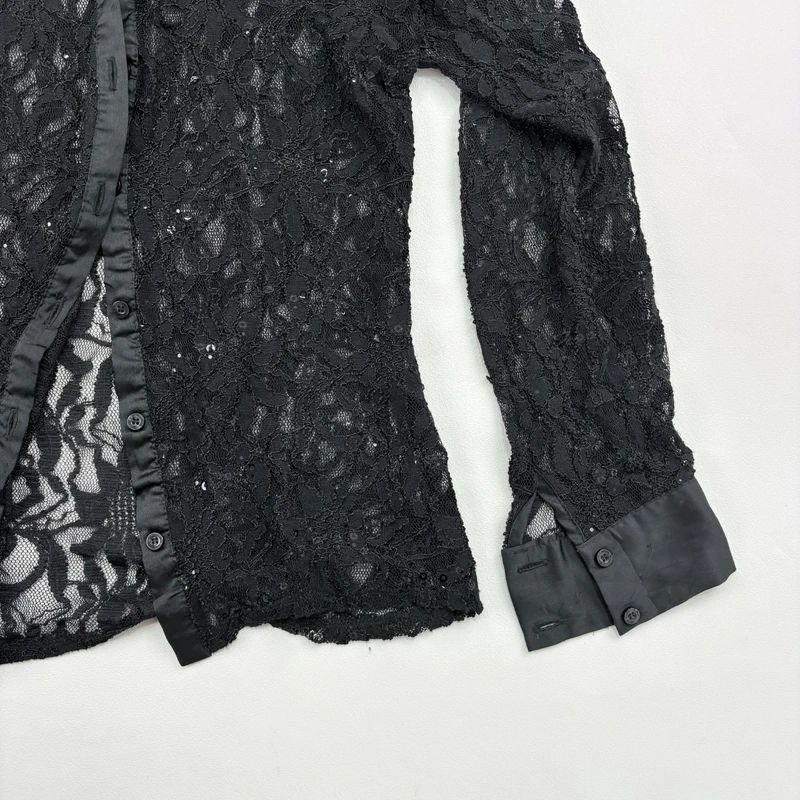 Sheer black Lace Flared Shirt
