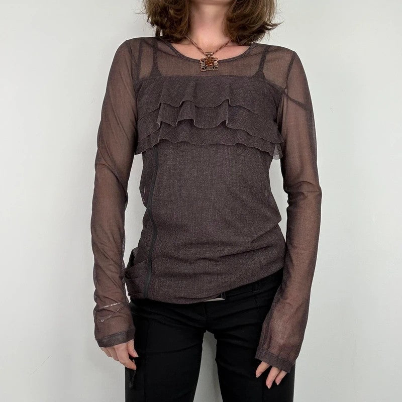Brown Cop Copine long sleeve layered top