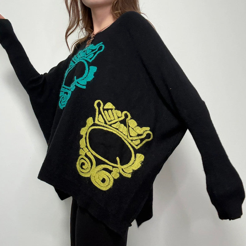 black batwing slouchy Save The Queen jumper