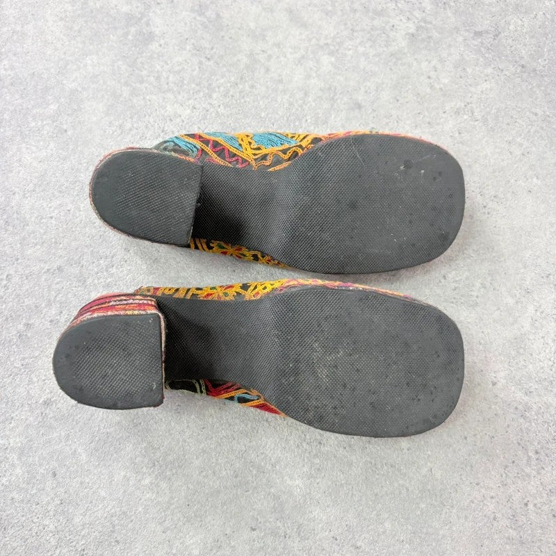Kantha stitched woven patchwork hippy heels