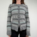 grey wool knitted fairisle cardigan