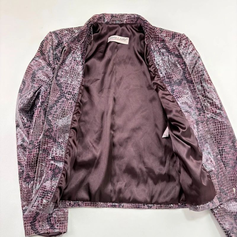 boxy Snakeskin Leather Jacket