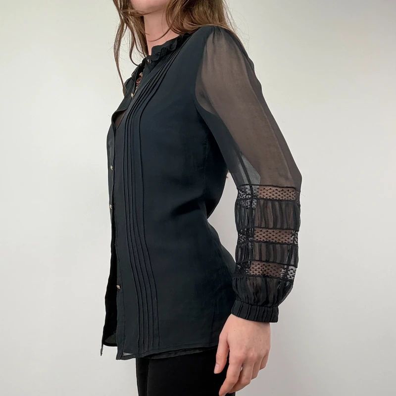 Sheer Lace Silk Gothic Shirt
