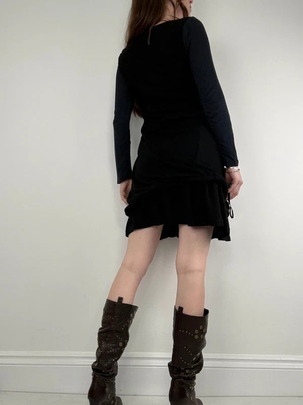 Cop Copine structured vintage black jersey midi dress