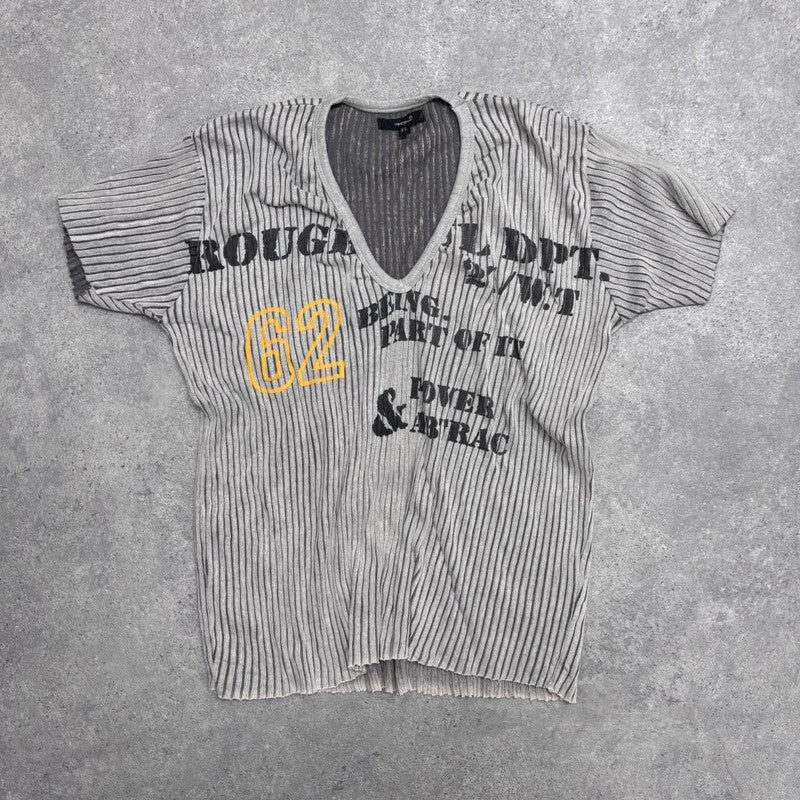 ribbed striped graphic printed tshirt