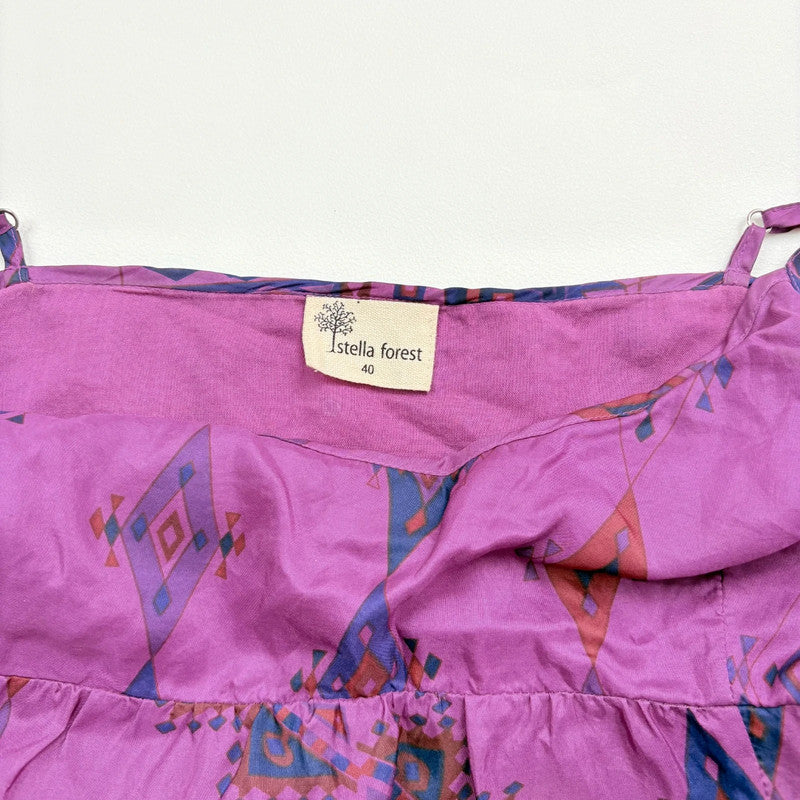 pink printed flared flutter vest