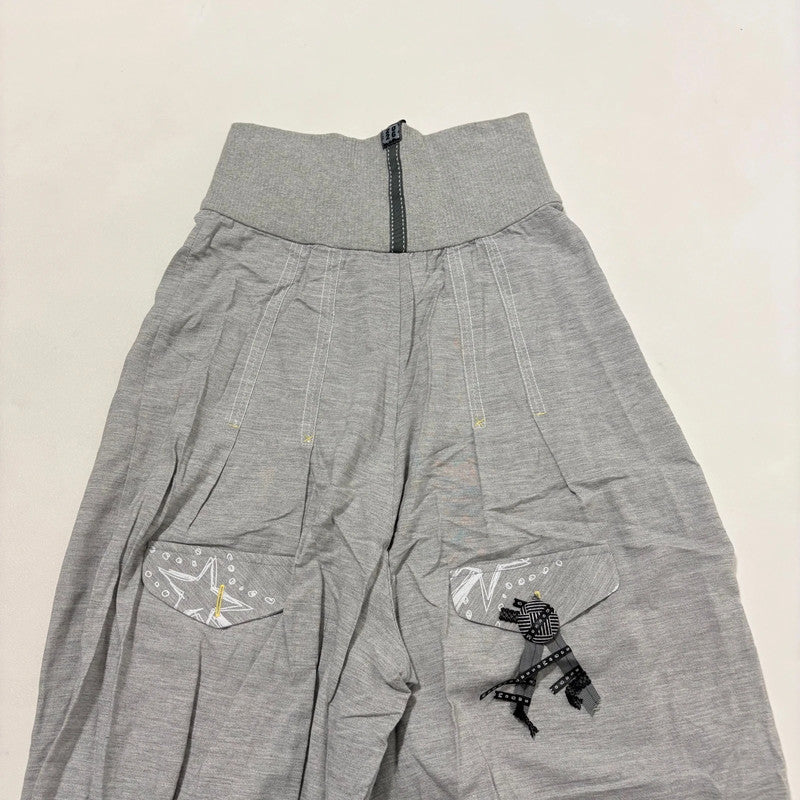Grey pleated barrel suit pants