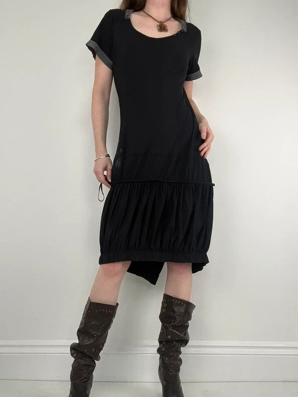 Black jersey slouchy grunge t-shirt dress