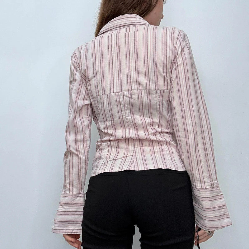 pink hook and eye pinstripe shirt