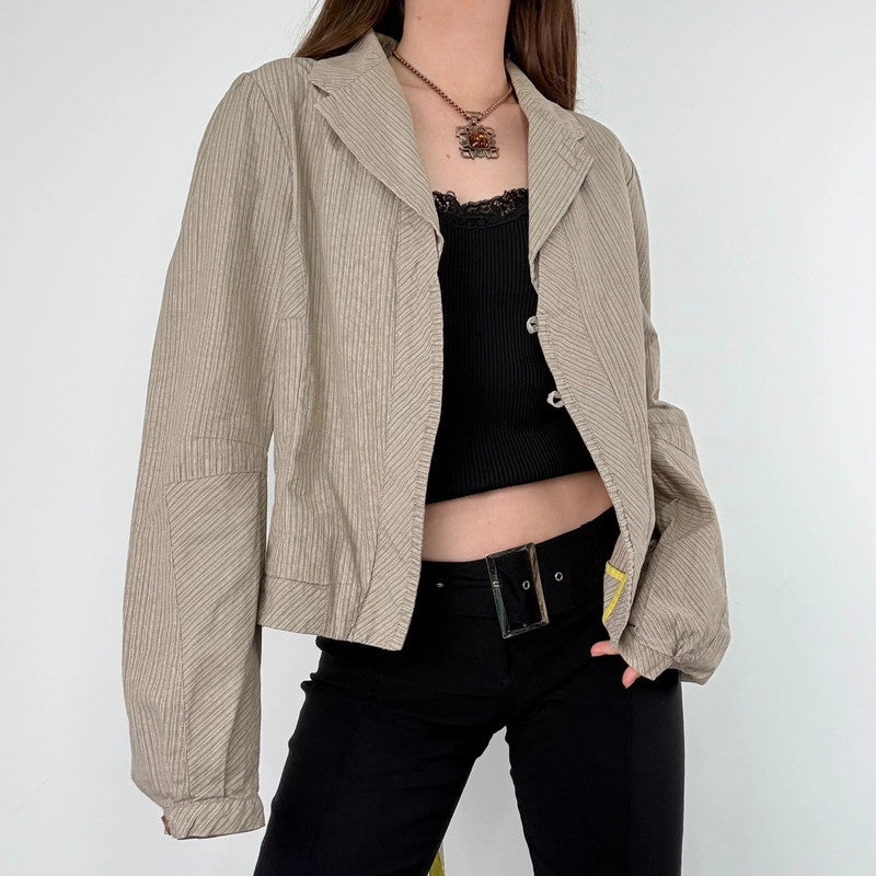 Pinstripe structured cotton jacket