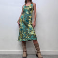 green silk floral fairy dress
