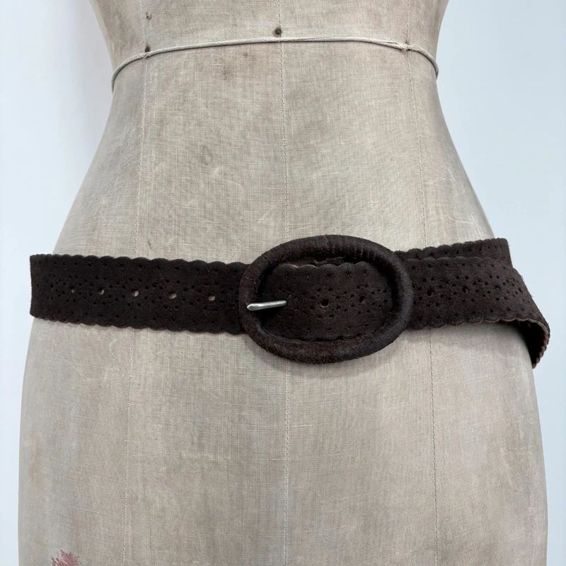 dark brown suede leather belt
