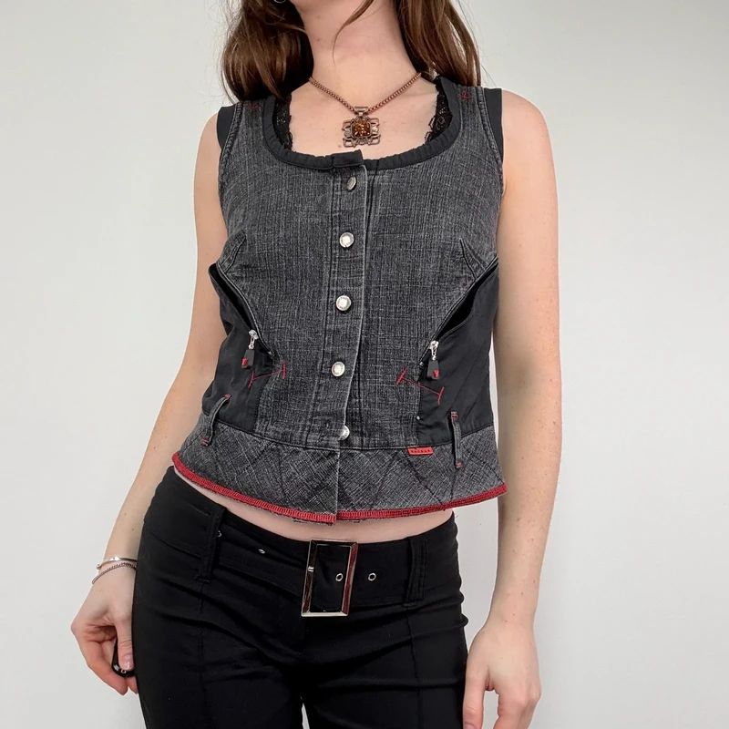 distressed structured utility vest