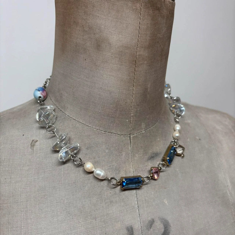 gemstone pearl crystal necklace