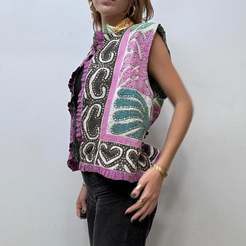 patterned paisley quilted waistcoat