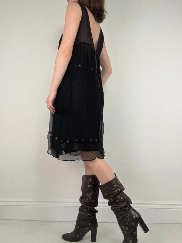 Grunge indie punky layered floaty black dress
