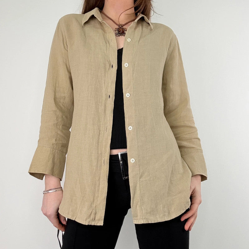backless cut out linen shirt