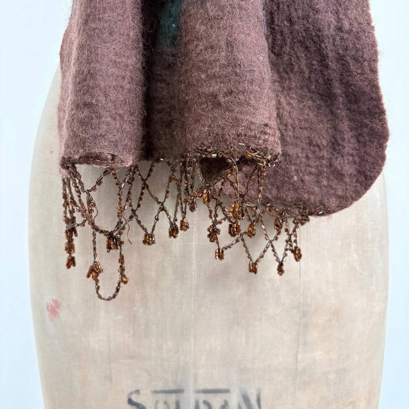 brown felt silk boho fairy scarf