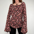 paisley flared wide neck blouse