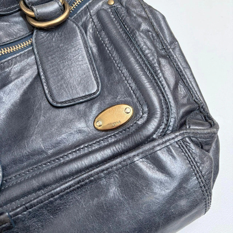 Chloé leather bay bag in navy
