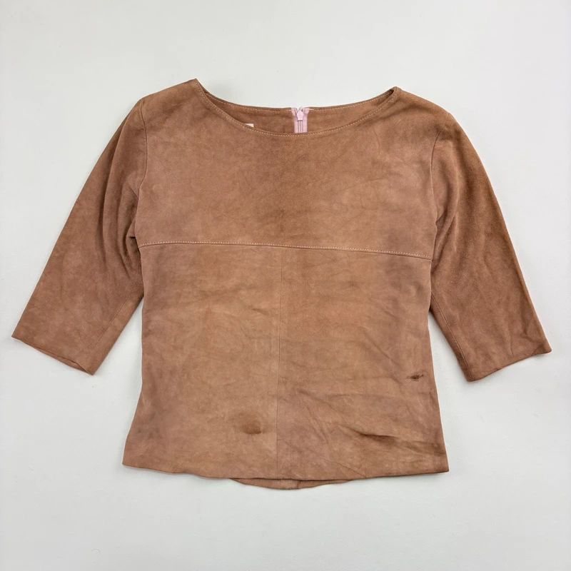 Boat neck Suede Fitted Top