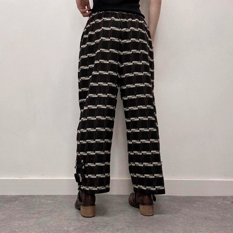 wide leg pinstripe trousers