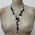 layered chain beaded charm necklace