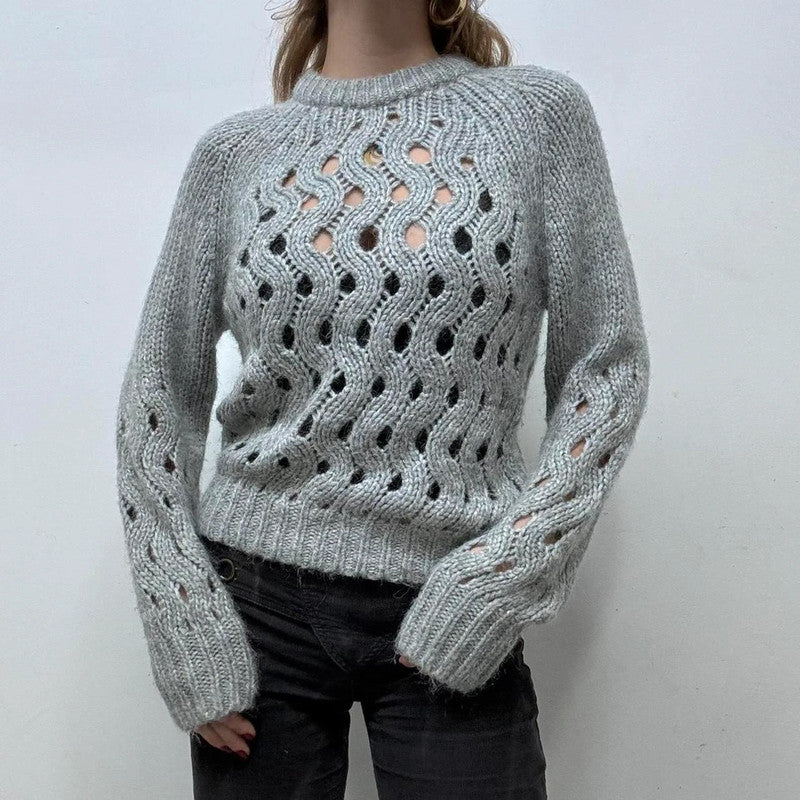 Alpaca wool knit sheer jumper
