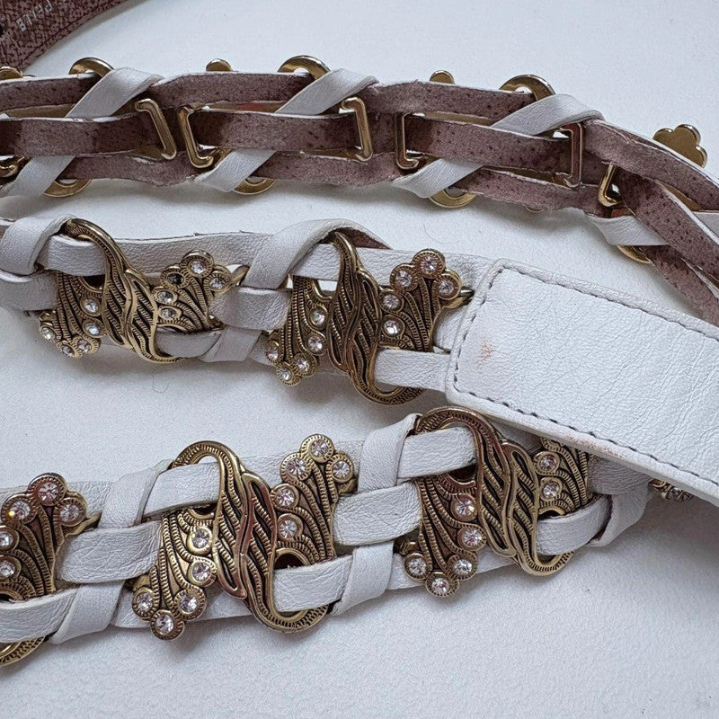 gold chunky leather belt
