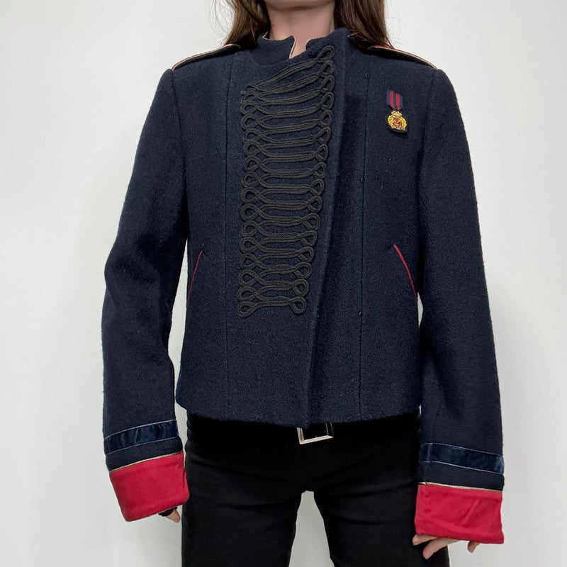 navy wool military napolionic jacket