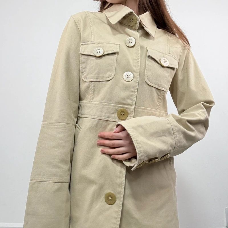 tan button canvas jacket