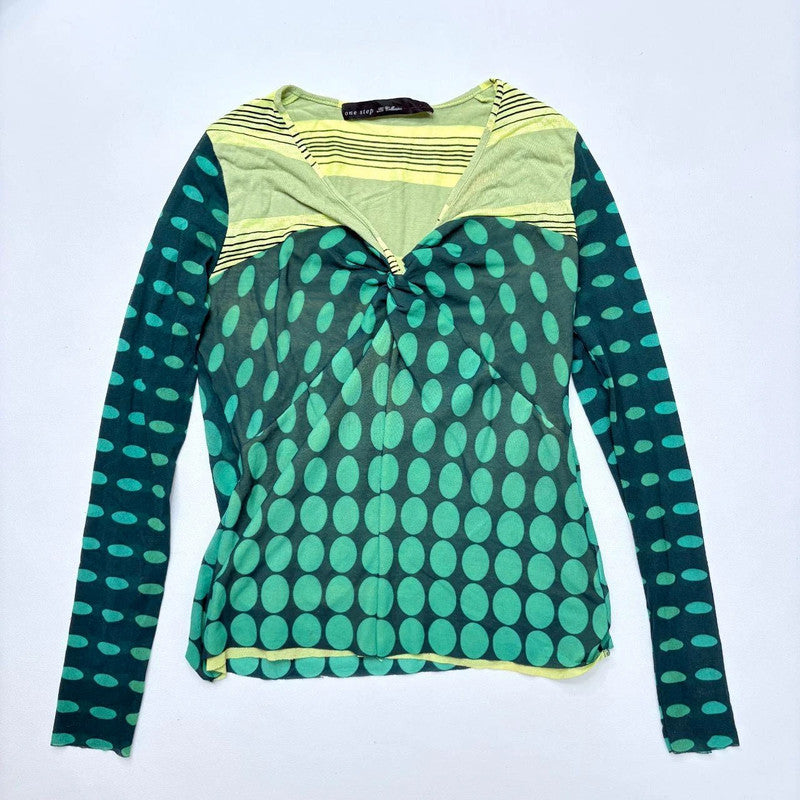 polkadot graphic long sleeve top