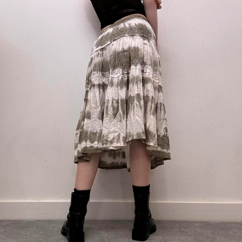 Distressed lace boho skirt