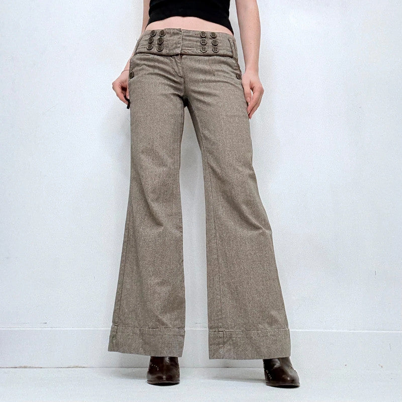 button corset waistband low rise suit pants
