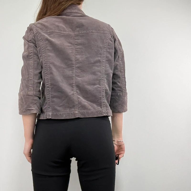 cropped button flared mini jacket