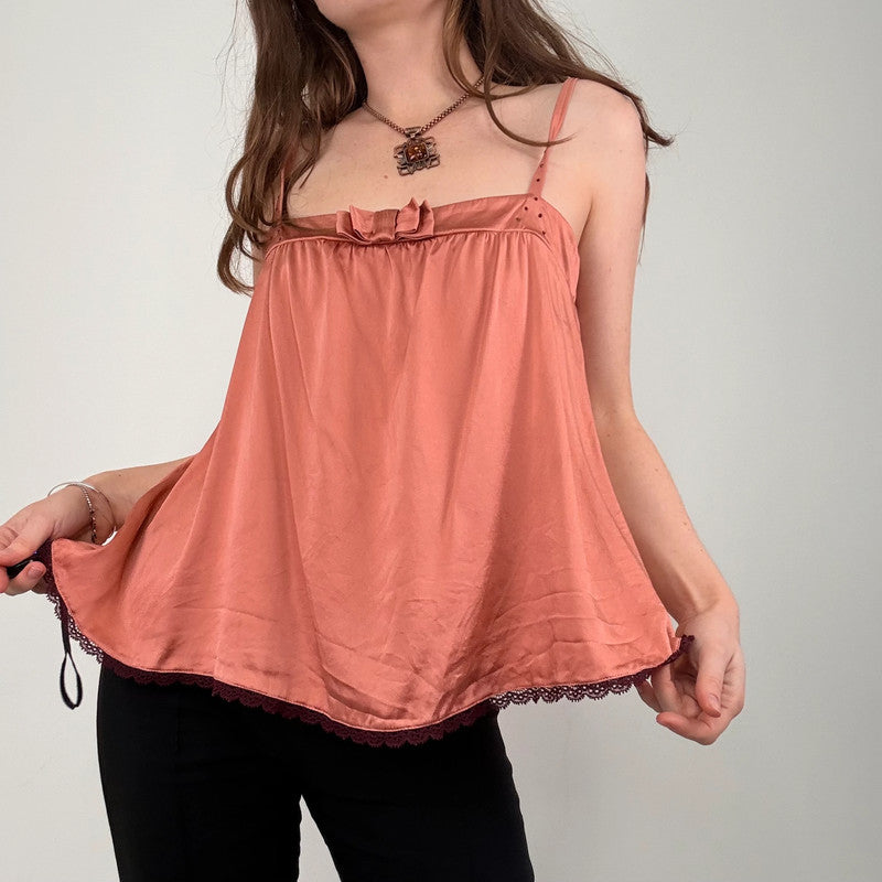 pink silk pleated flared vest