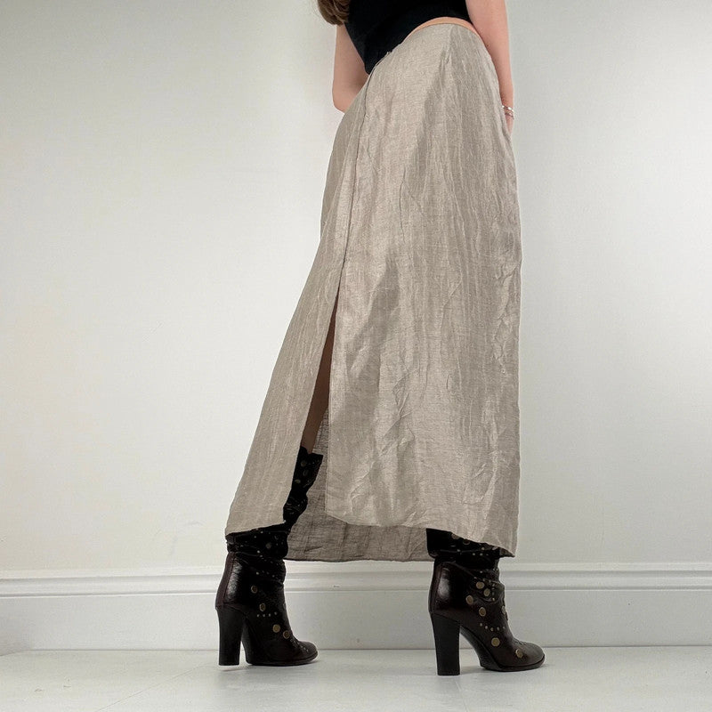 Massimo Dutti flared aline minimalist slit skirt