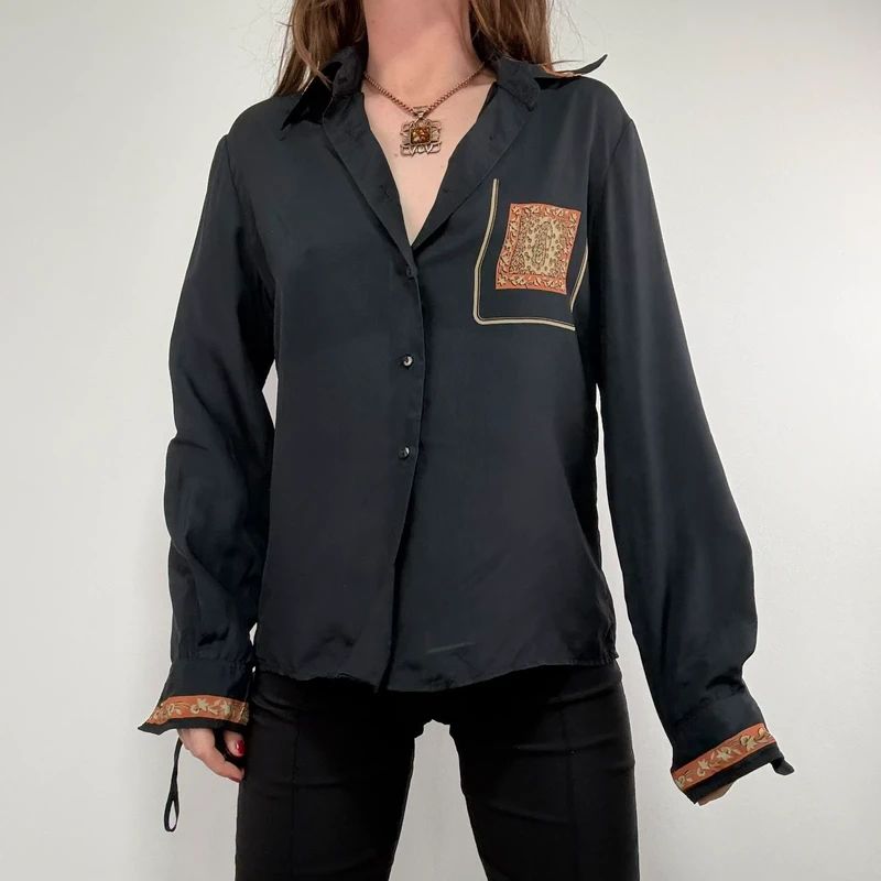 black paisley handkerchief printed shirt