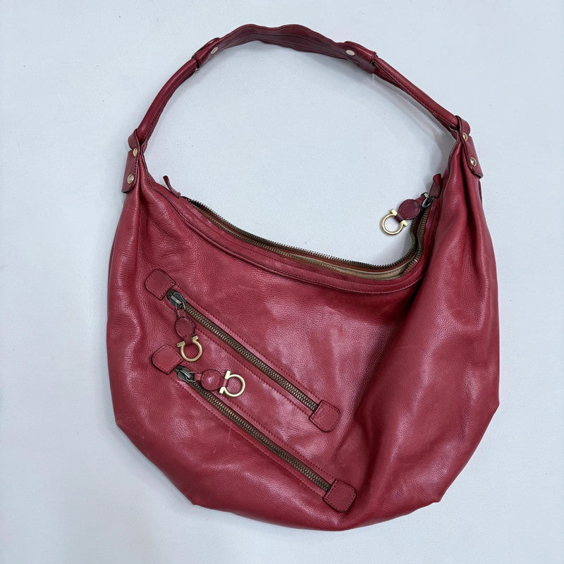 red leather slouchy boho Salvatore Ferragamo bag