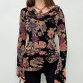 slouchy floral draped neck t-shirt